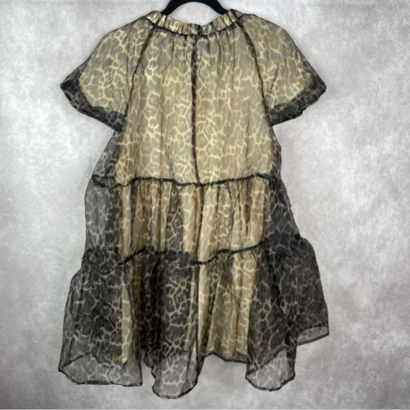 Sister Jane Jacquard Mini Chiffon Dress In Leopard Print Women's Size XS - Picture 4 of 6